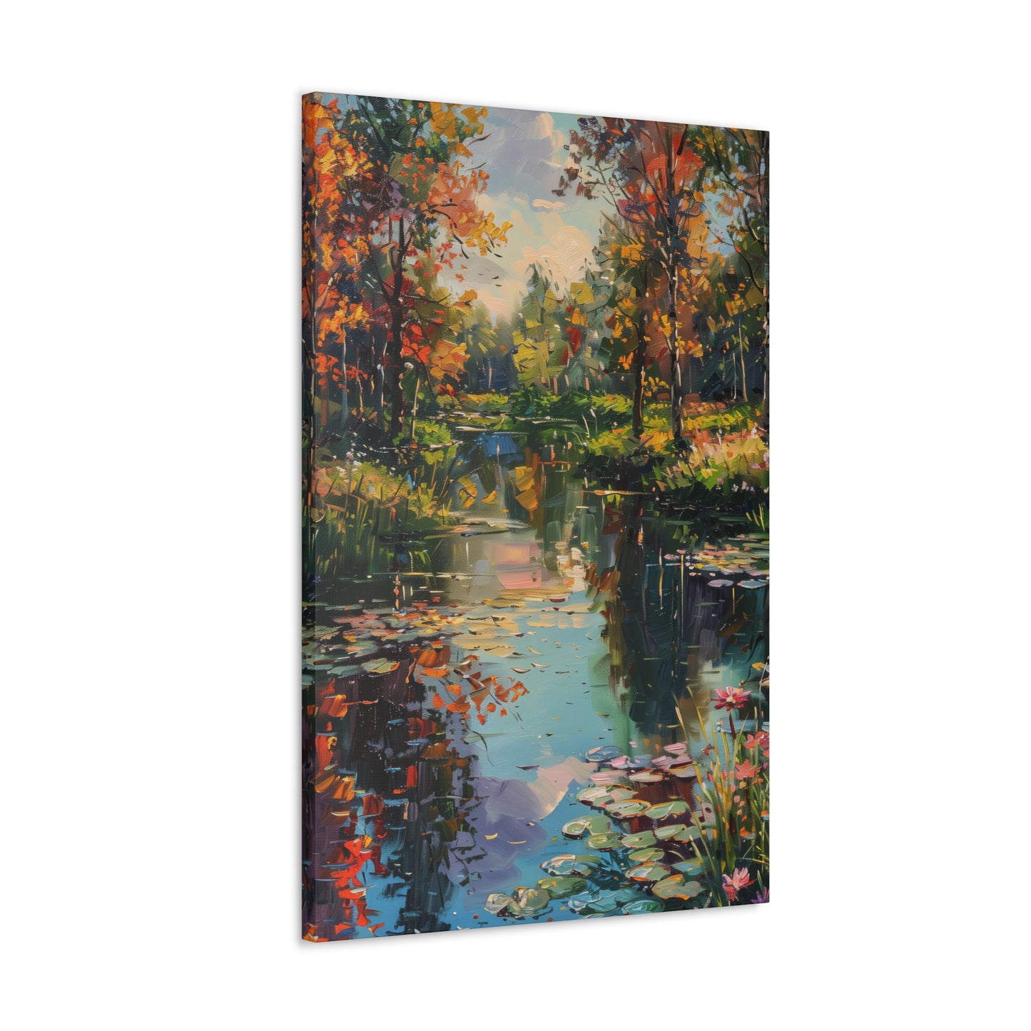 Lake in a Forest - Claude Monet Style Digital Print Canvas Gallery Wraps