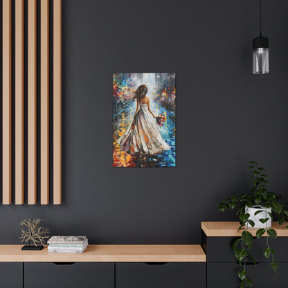 bride walking in street - Leonid Afremov Style Digital Print Canvas Gallery Wraps