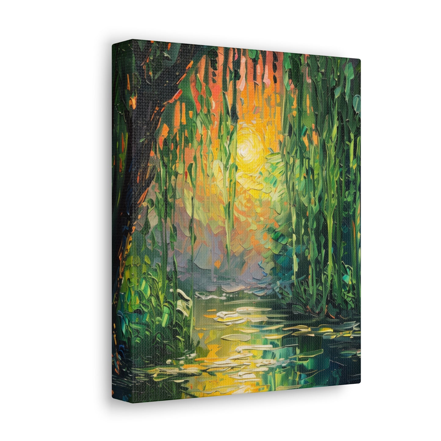 Lake in a Forest - Claude Monet Style Digital Print Canvas Gallery Wraps