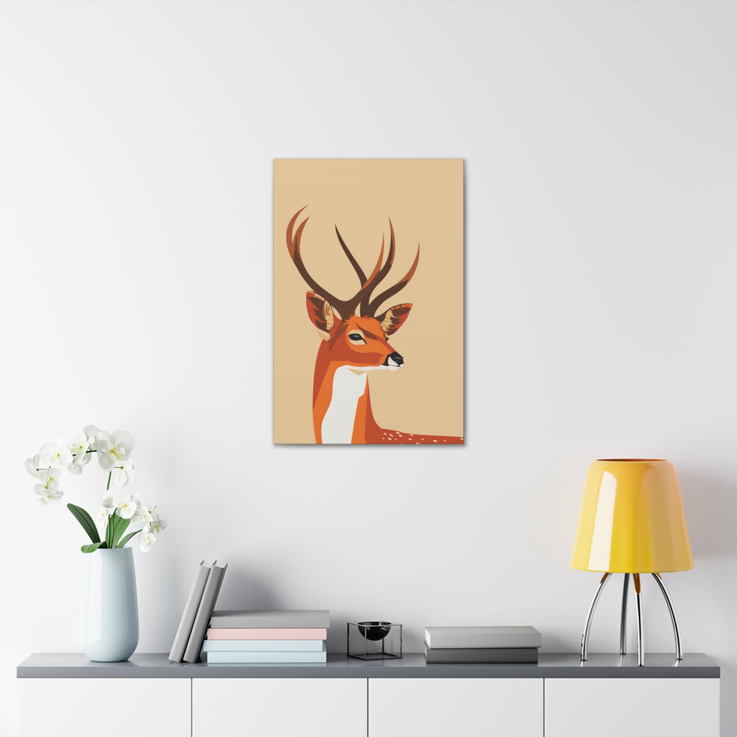 Deer with Antlers Digital Illustration Canvas Gallery Wraps