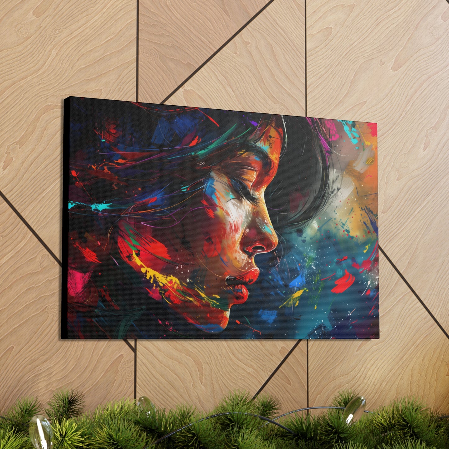 Beautiful Girl Face - Colorful Impressionist Style Digital Art Canvas Gallery Wraps