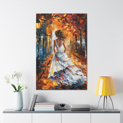 bride walking in street - Leonid Afremov Style Digital Print Canvas Gallery Wraps