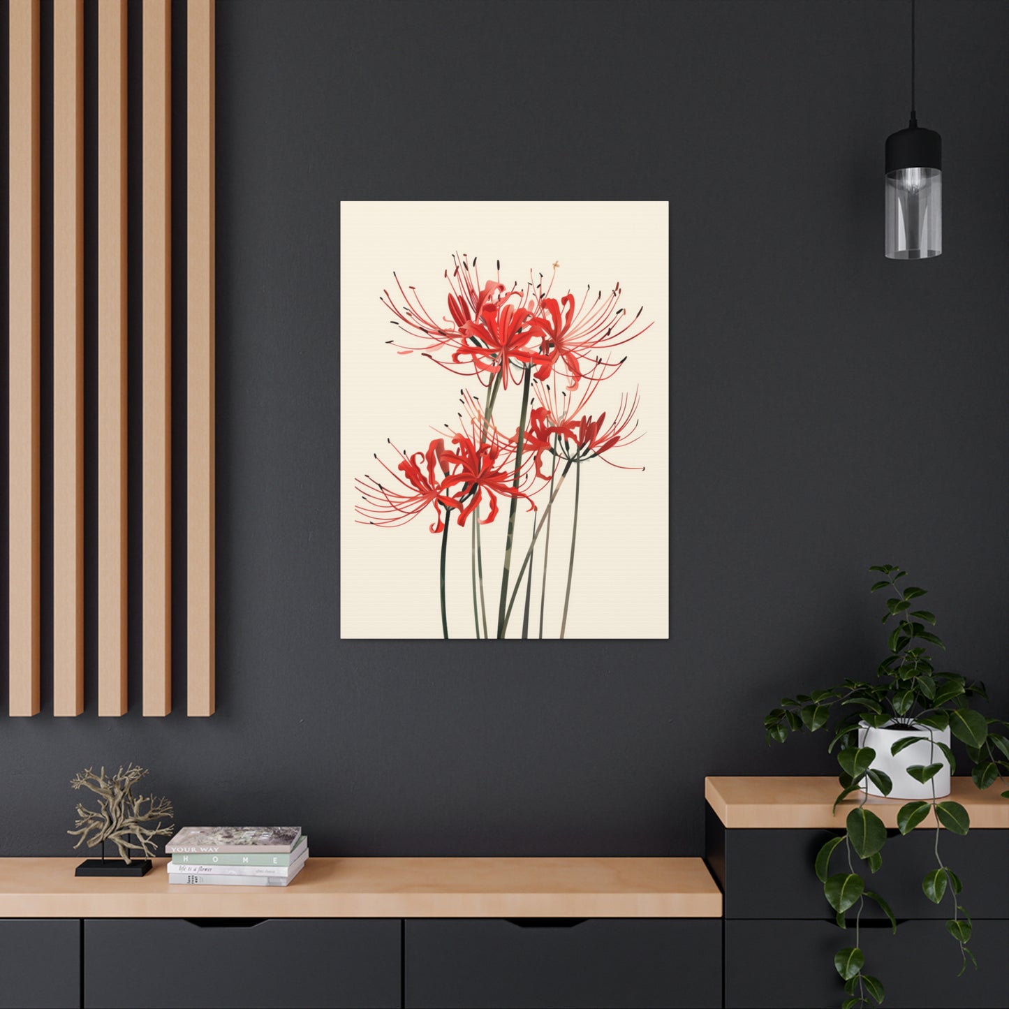 Red Spider Lily Flower Digital Illustration Canvas Gallery Wraps