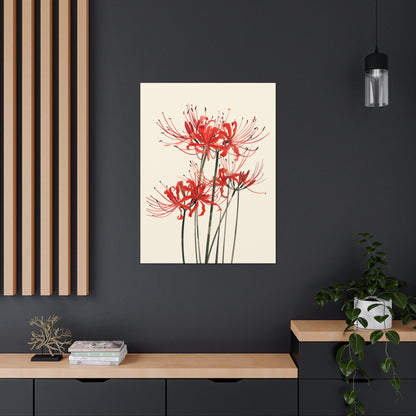 Red Spider Lily Flower Digital Illustration Canvas Gallery Wraps