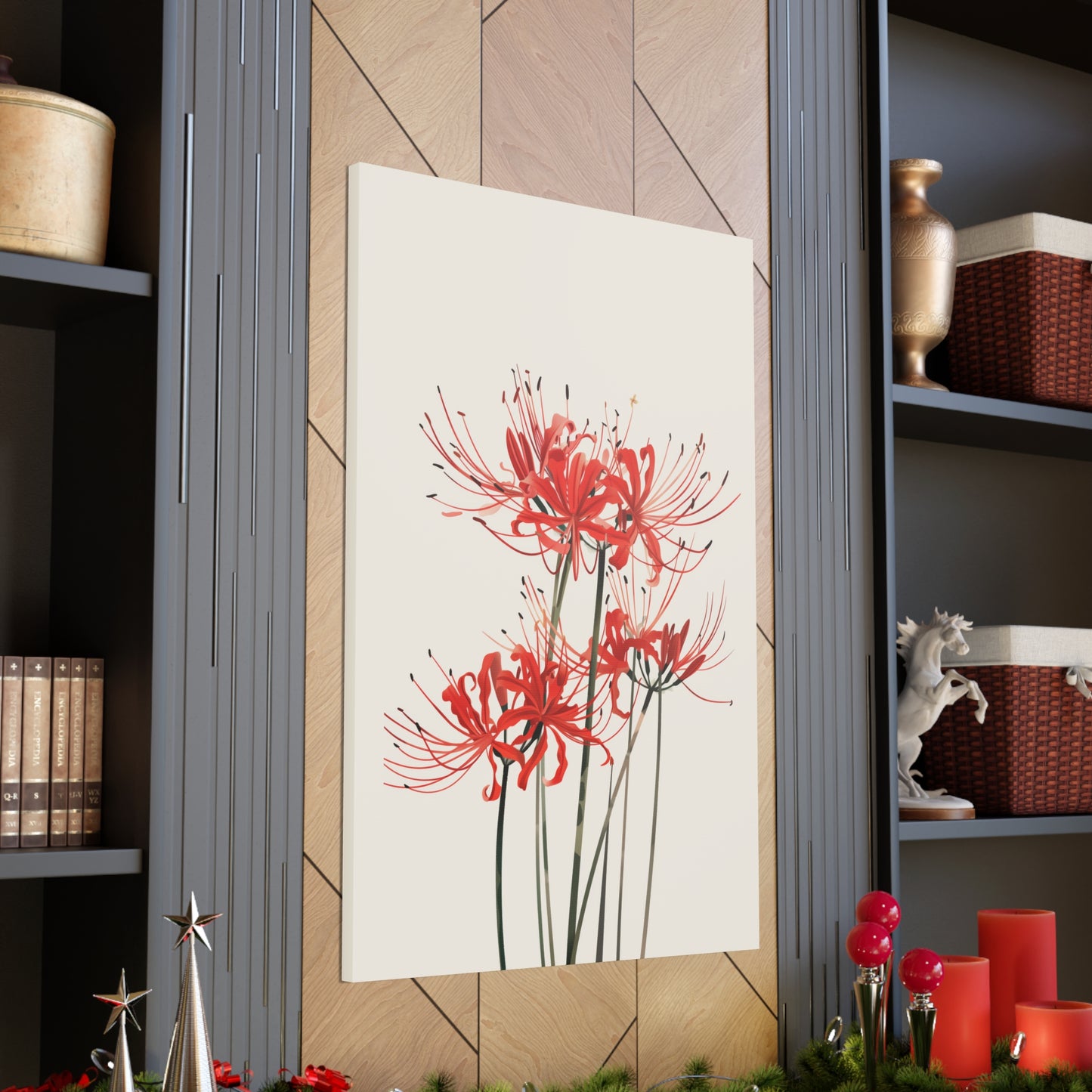 Red Spider Lily Flower Digital Illustration Canvas Gallery Wraps