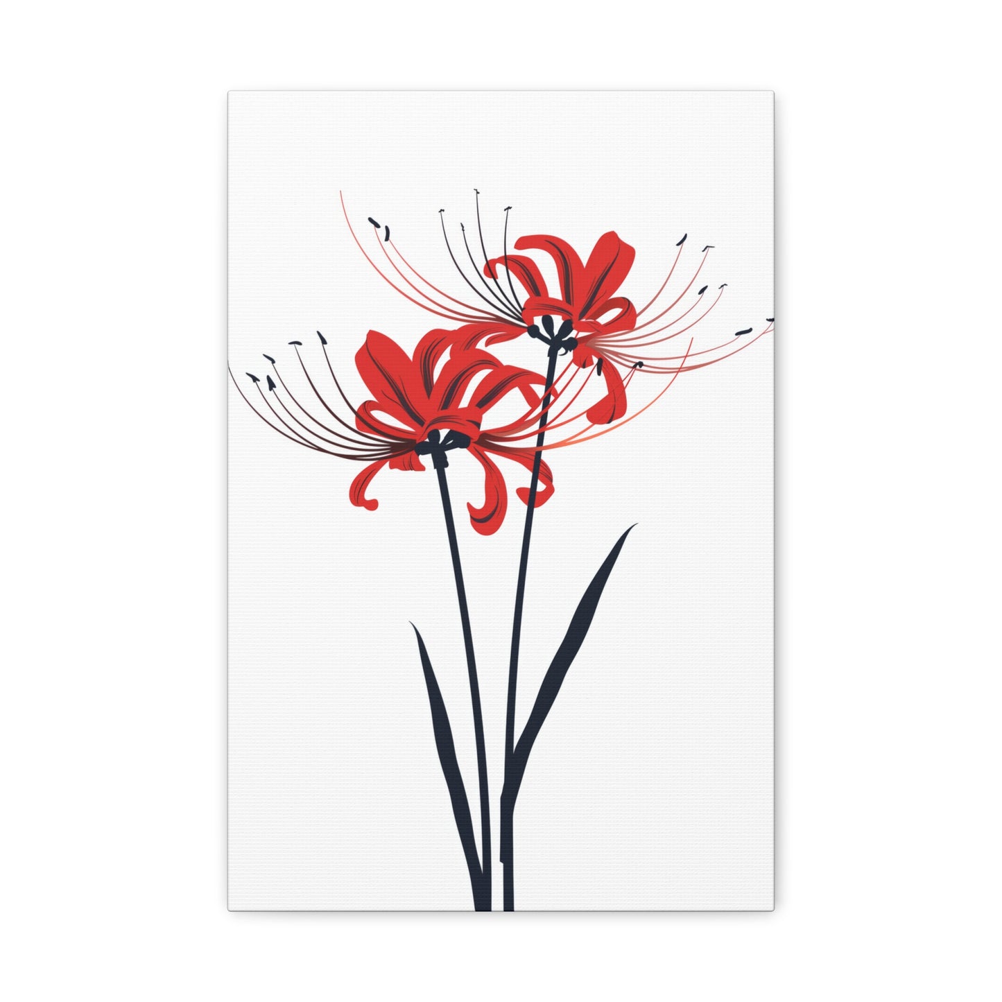 Red Spider Lily Flower Digital Illustration Canvas Gallery Wraps