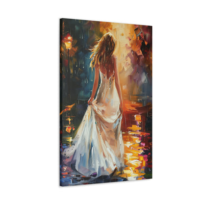 Beautiful Bride in Street - Leonid Afremov Style Digital Print Canvas Gallery Wraps