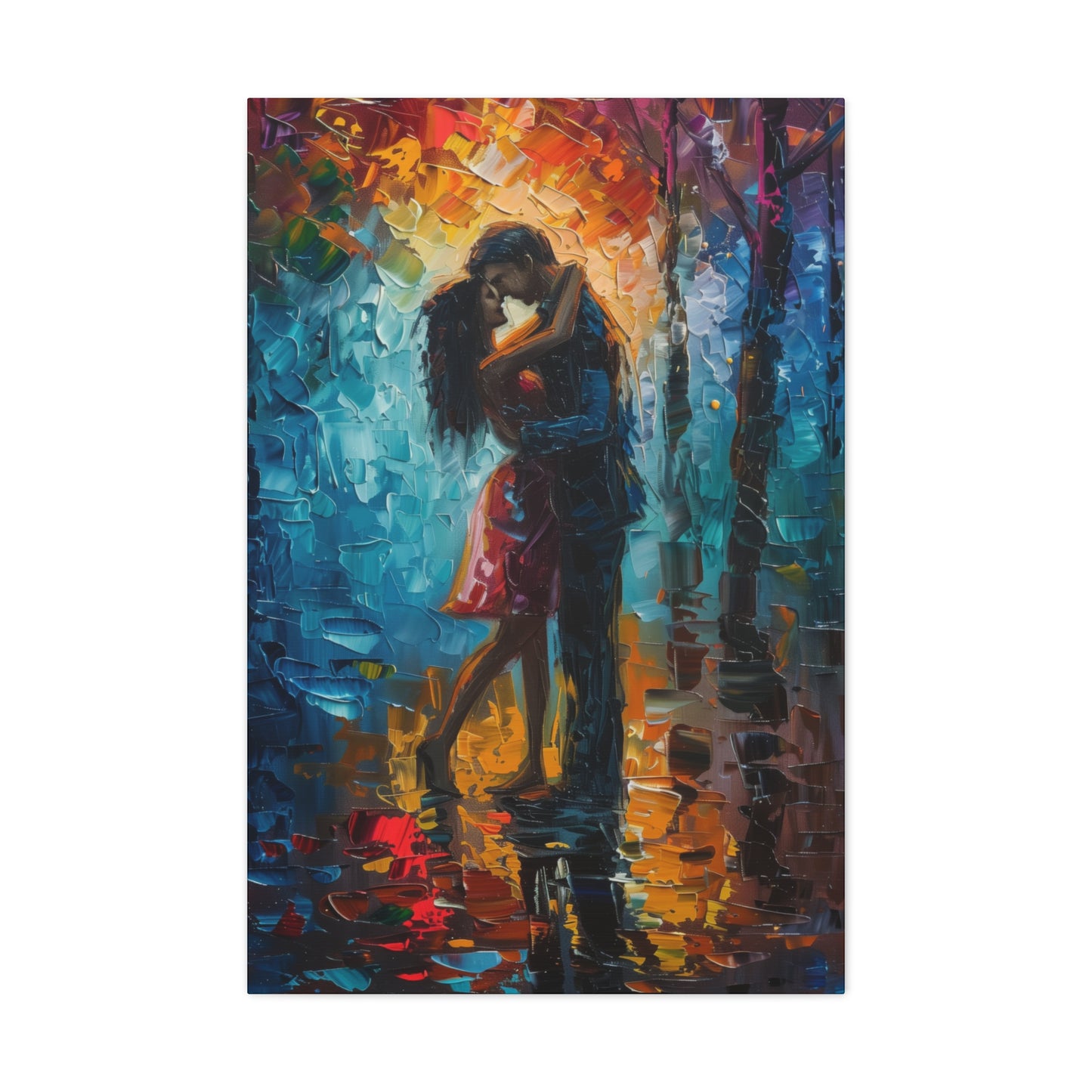 Couple - Leonid Afremov Style Digital Oil Painting Canvas Gallery Wraps