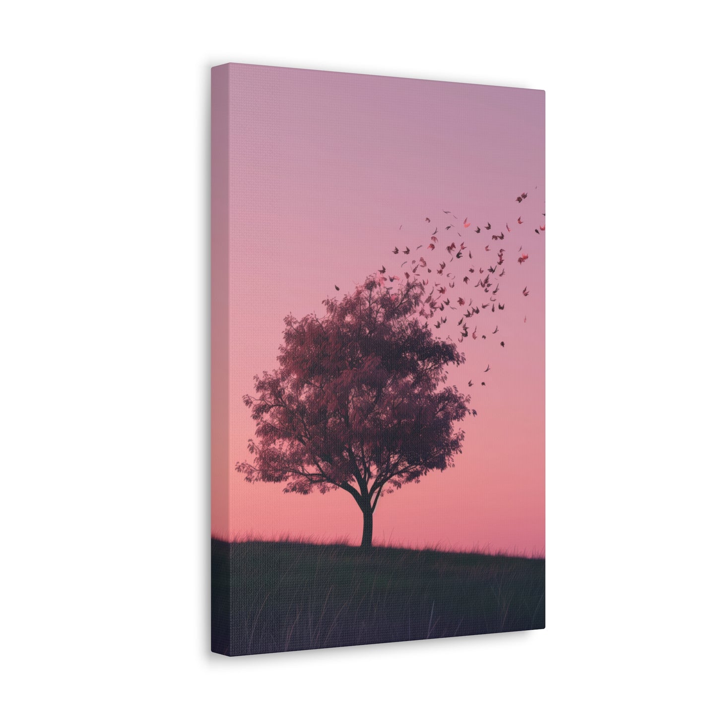 Tree in a Purple Sunset Digital Illustration Canvas Gallery Wraps