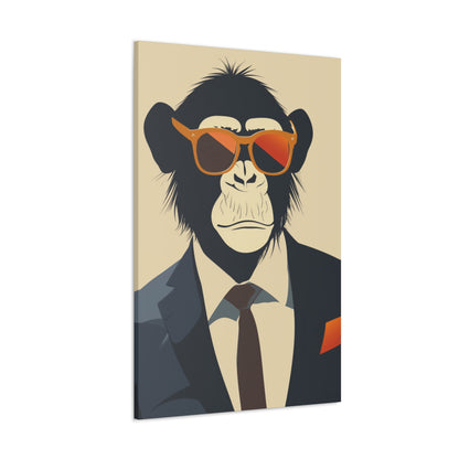 Ape Wearing Suite and Sunglasses Digital Illustration Canvas Gallery Wraps