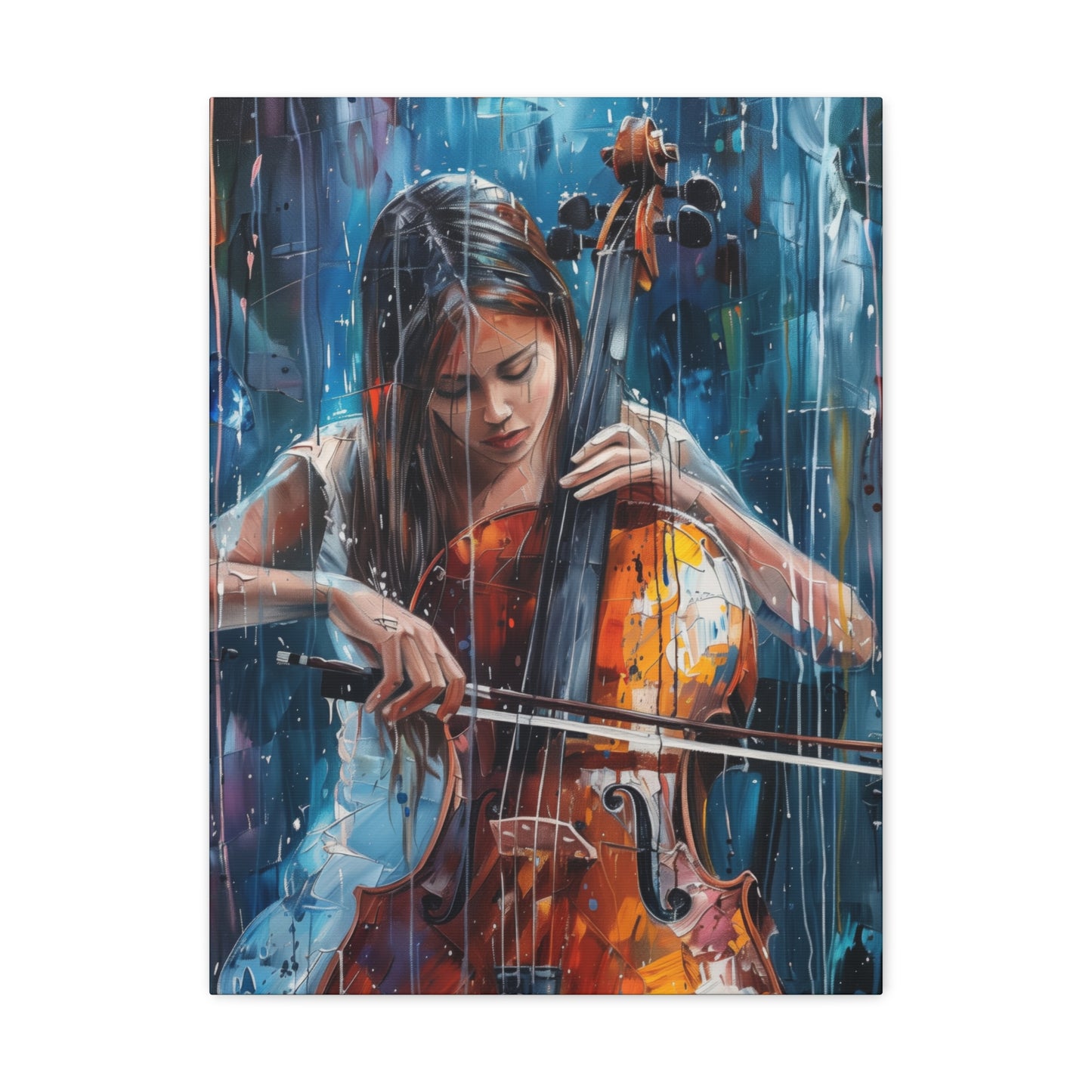 Girl Playing Guitar - Digital Oil Painting Canvas Gallery Wraps