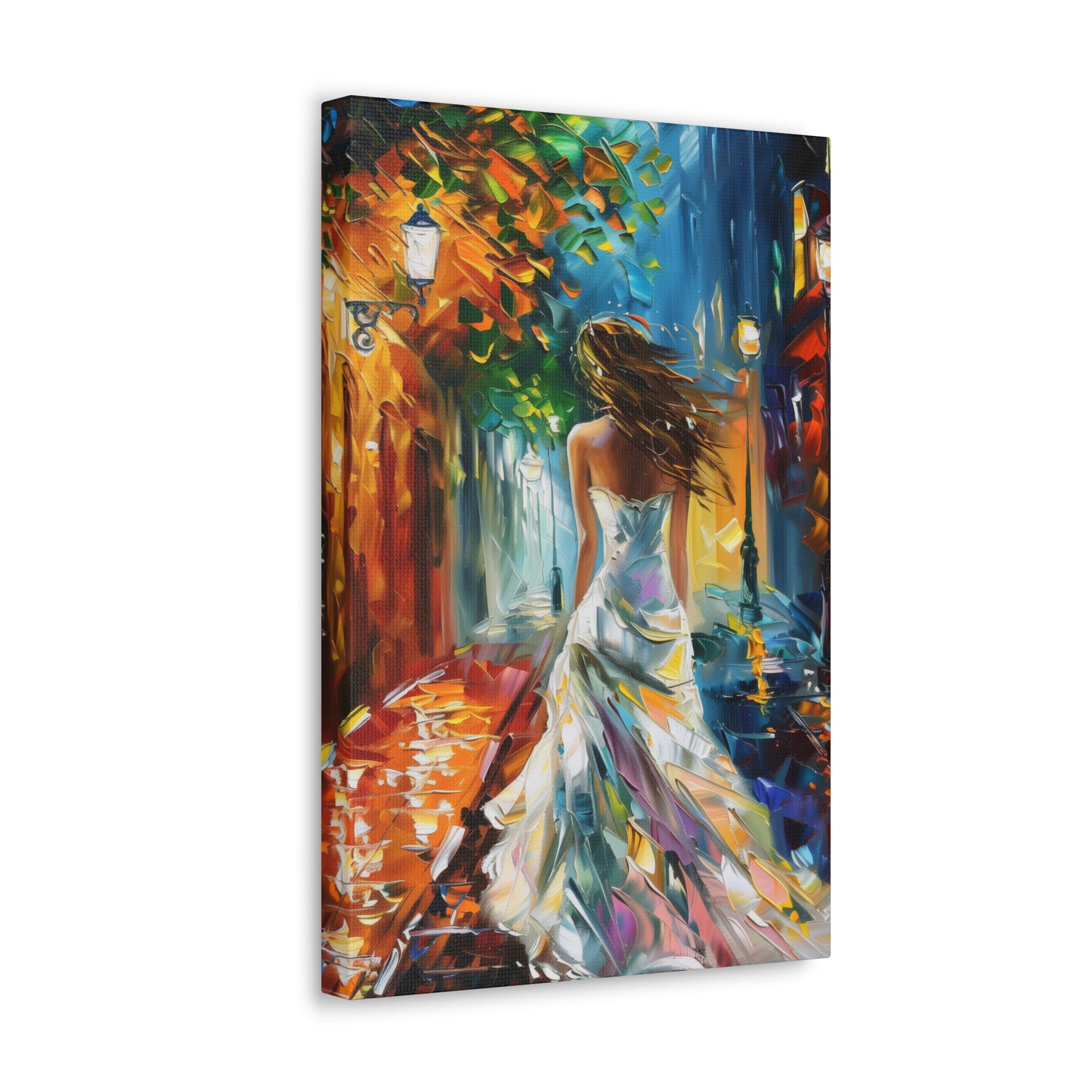 bride walking in street - Leonid Afremov Style Digital Print Canvas Gallery Wraps