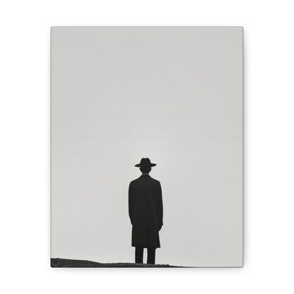 Man Wearing Suit and Porkpie Hat - Takeshi Kitano Style Digital Illustration Canvas Gallery Wraps