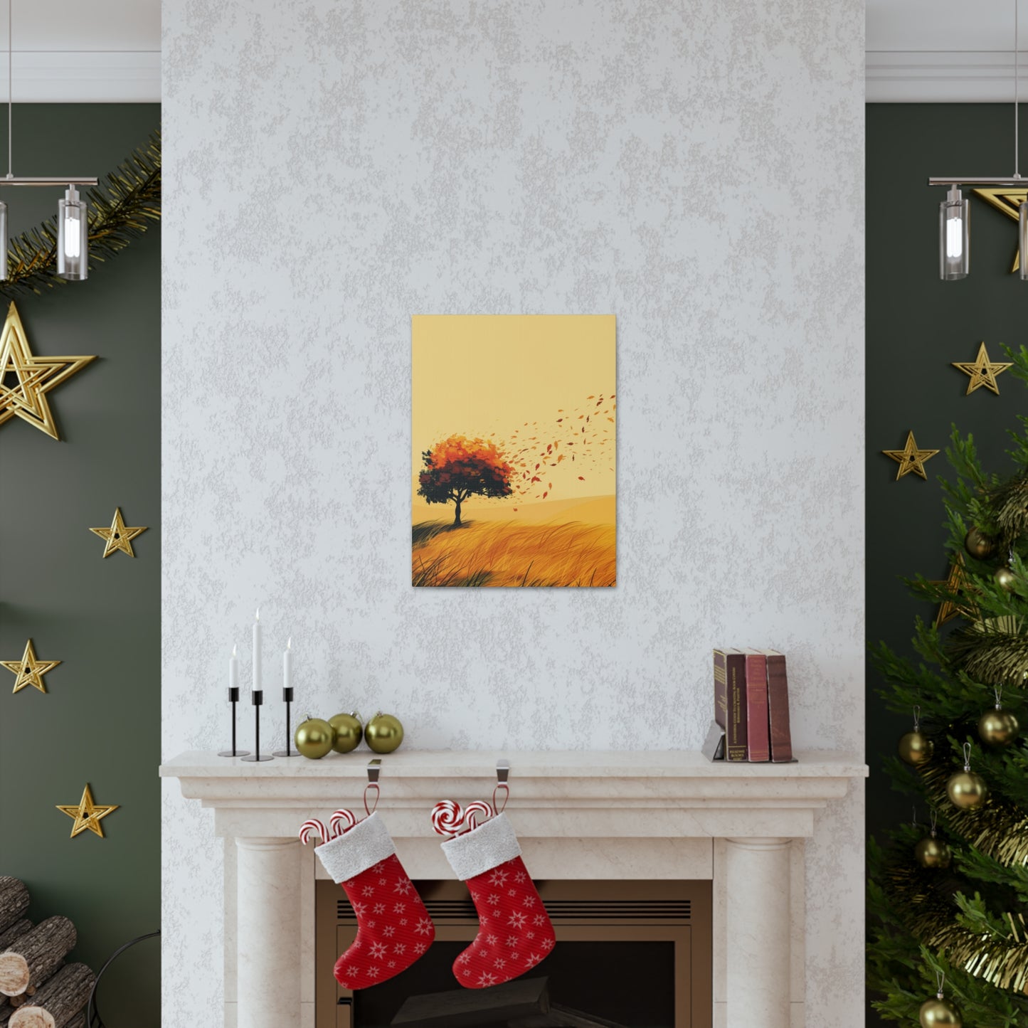 Tree in a Golden Sunset Digital Illustration Canvas Gallery Wraps