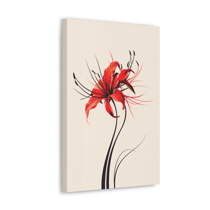 Red Spider Lily Flower Digital Illustration Canvas Gallery Wraps