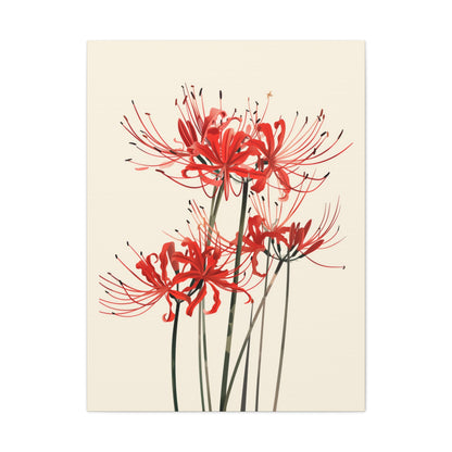 Red Spider Lily Flower Digital Illustration Canvas Gallery Wraps