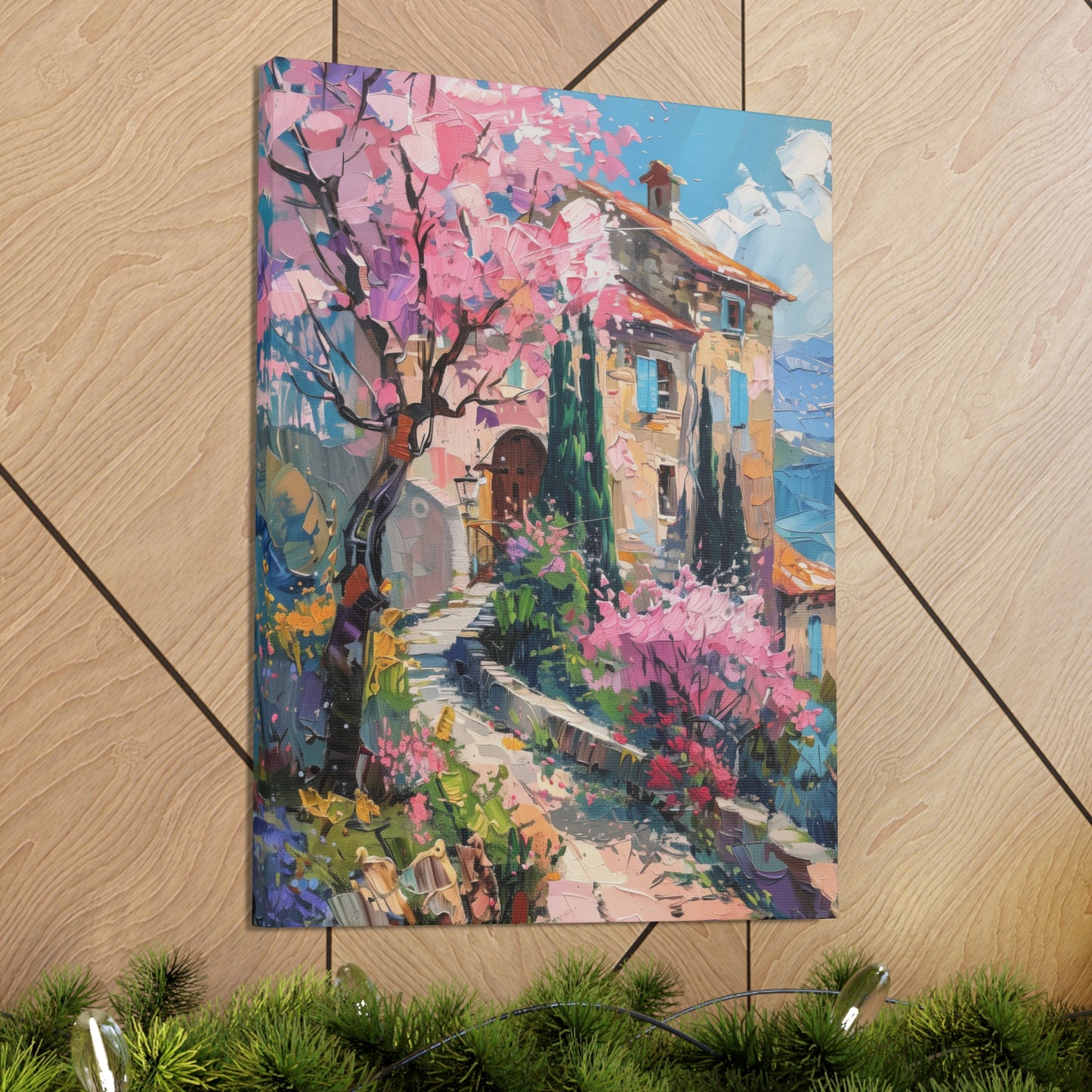 countryside house with garden Digital Oil Painting Print Canvas Gallery Wraps