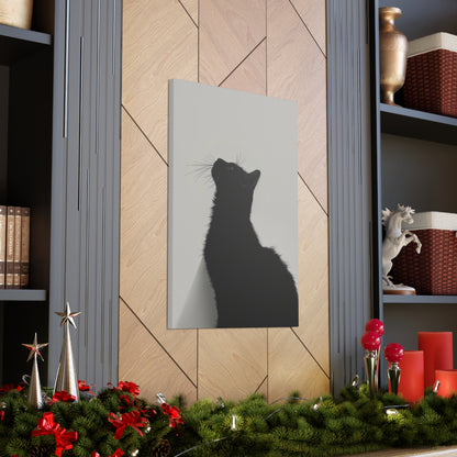 Black Cat Looking Up Digital Illustration Canvas Gallery Wraps