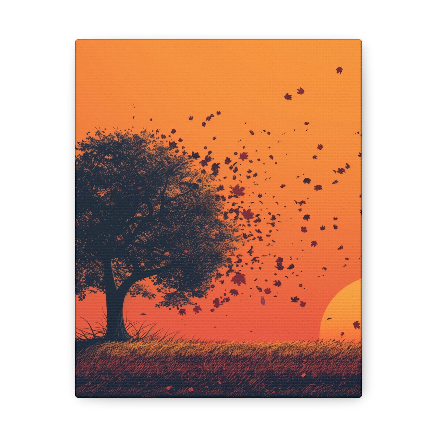 Tree in a Golden Sunset Digital Illustration Canvas Gallery Wraps