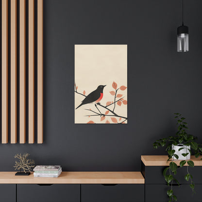 Bird siting on a tree branch Digital Illustration Canvas Gallery Wraps