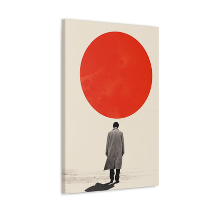 Man walking to red circle  - Takeshi Kitano Style Digital Illustration Canvas Gallery Wraps