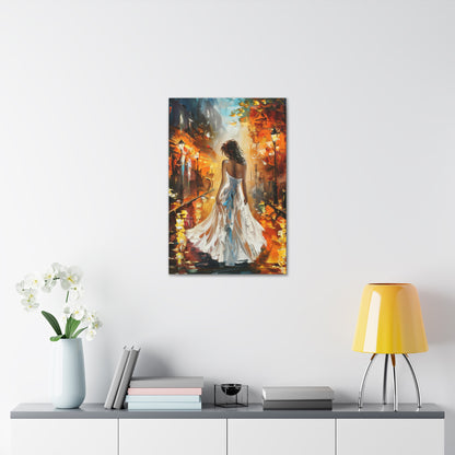 bride walking in the street - Leonid Afremov Style Digital Print Canvas Gallery Wraps