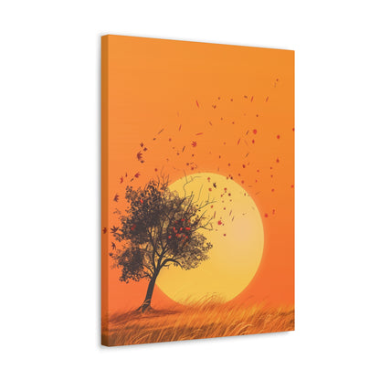 Tree in a Golden Sunset Digital Illustration Canvas Gallery Wraps