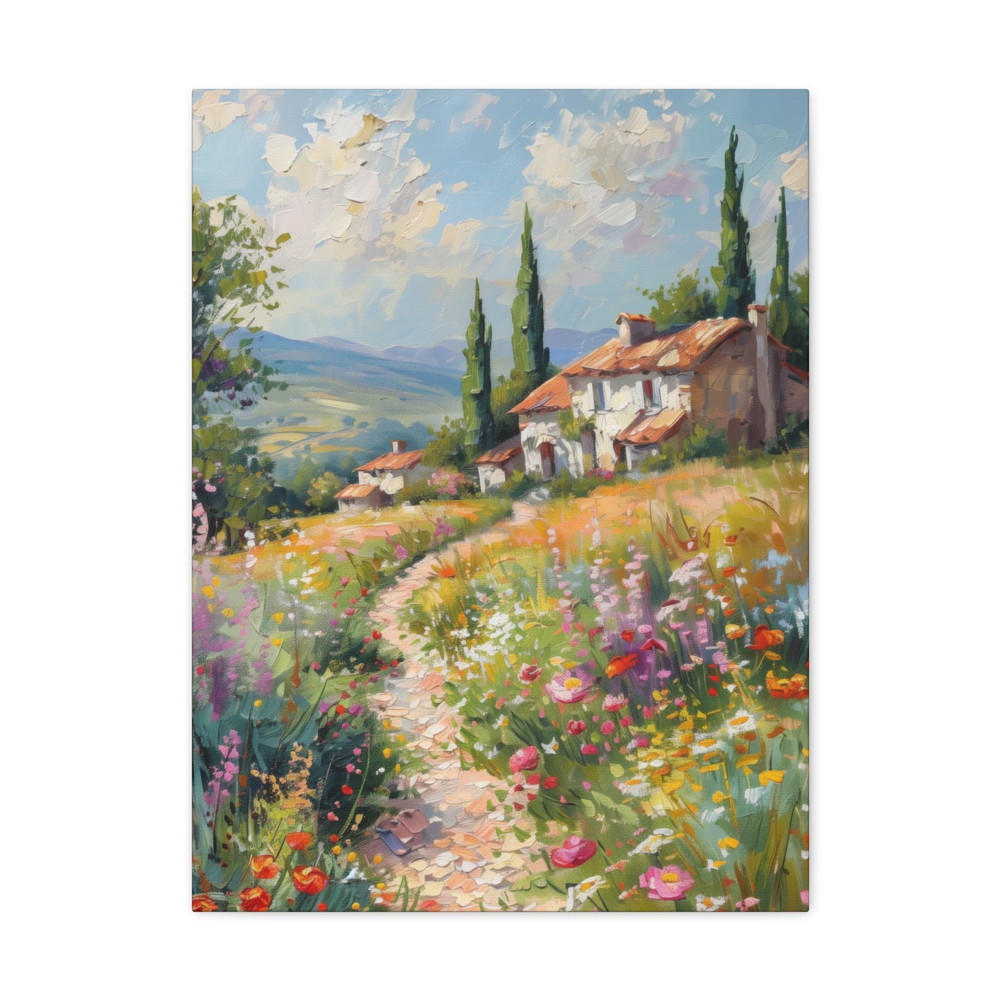 countryside house with garden in medieval times Digital Oil Painting Print Canvas Gallery Wraps