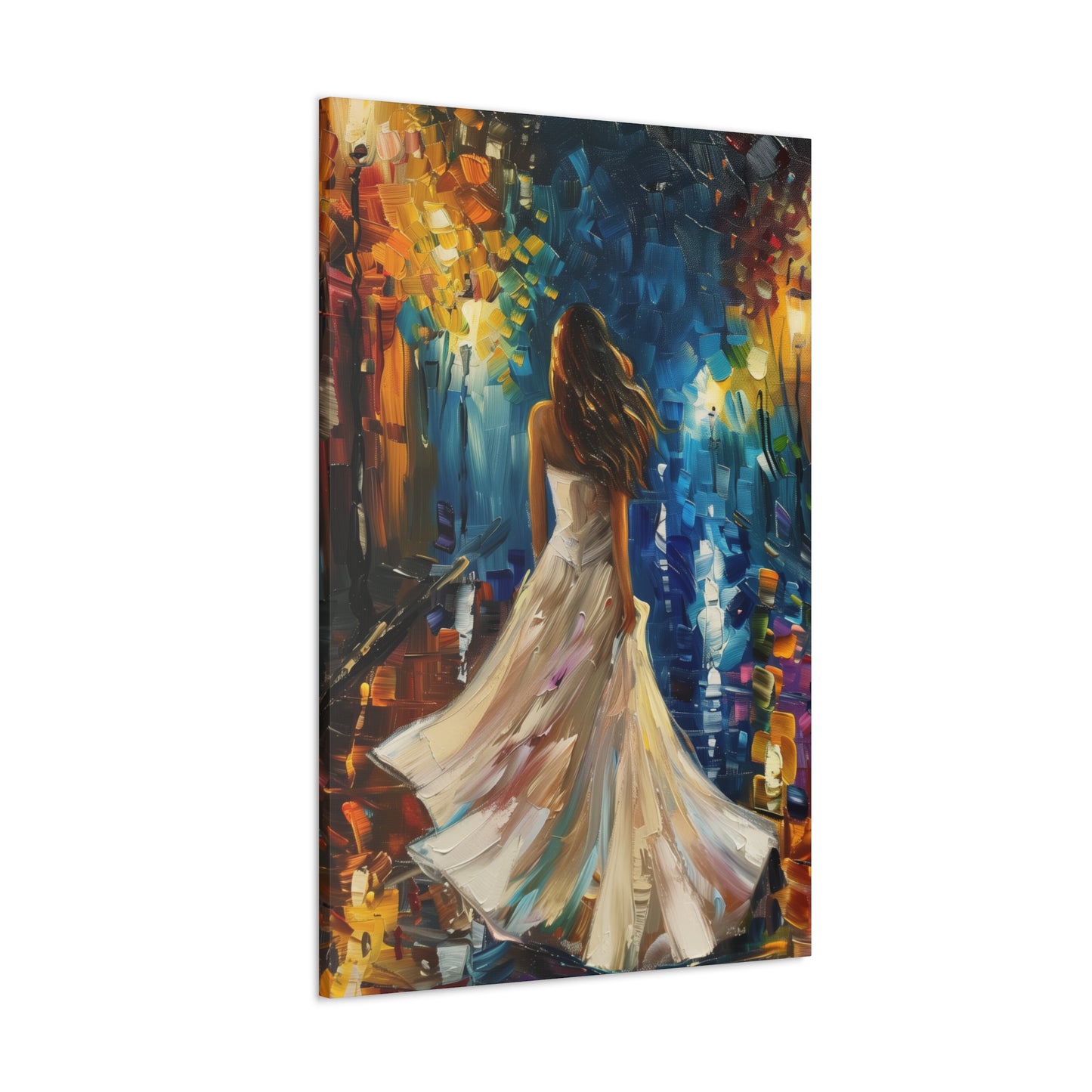 bride walking in the streets - Leonid Afremov Style Digital Print Canvas Gallery Wraps