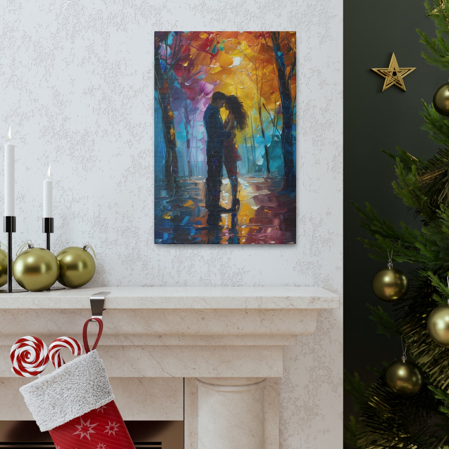 Couple - Leonid Afremov Style Digital Oil Painting Canvas Gallery Wraps