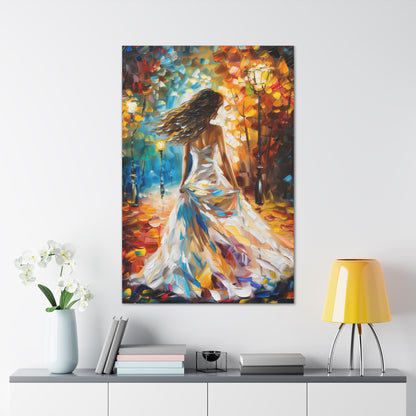 bride walking in street - Leonid Afremov Style Digital Print Canvas Gallery Wraps