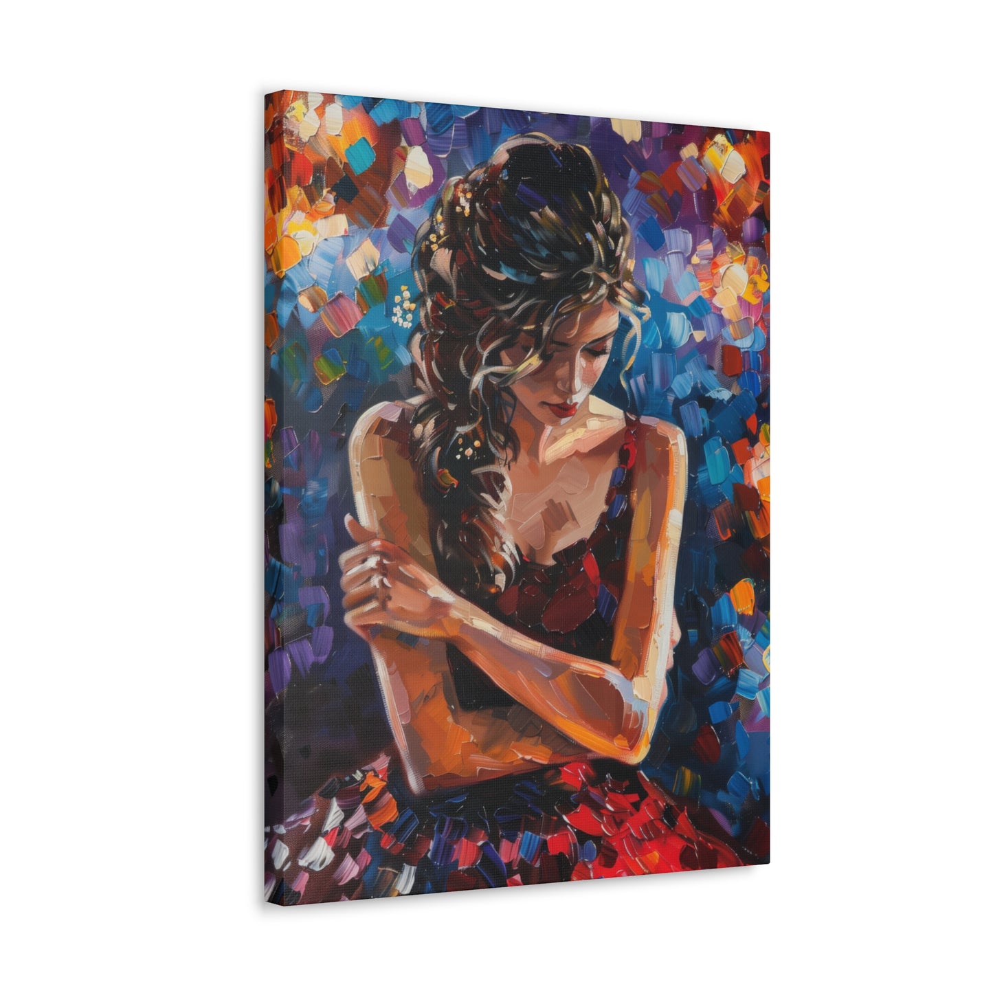 Girl with red dress - Leonid Afremov Style Digital Print Canvas Gallery Wraps