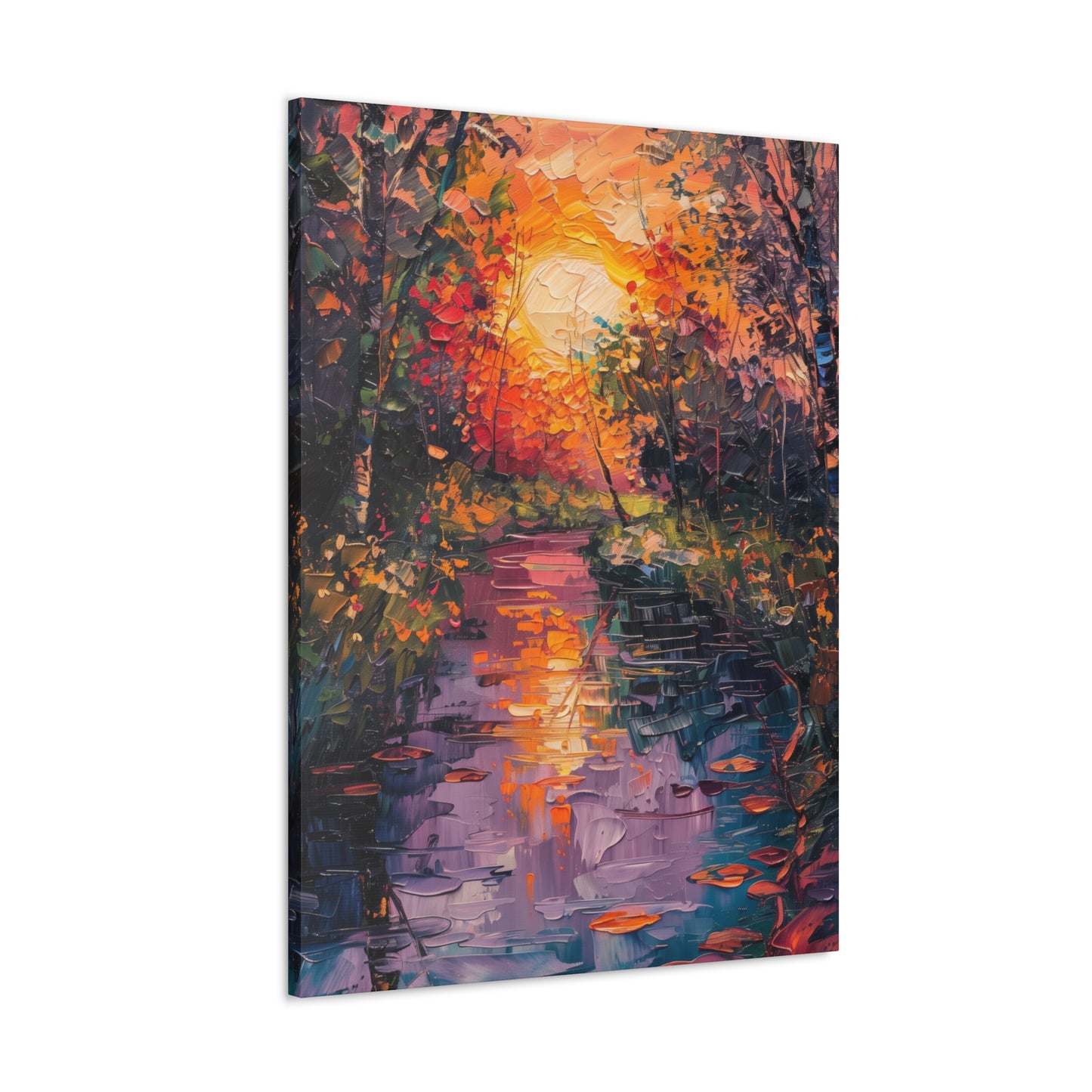 Pond in a Forest - Claude Monet Style Digital Print Canvas Gallery Wraps