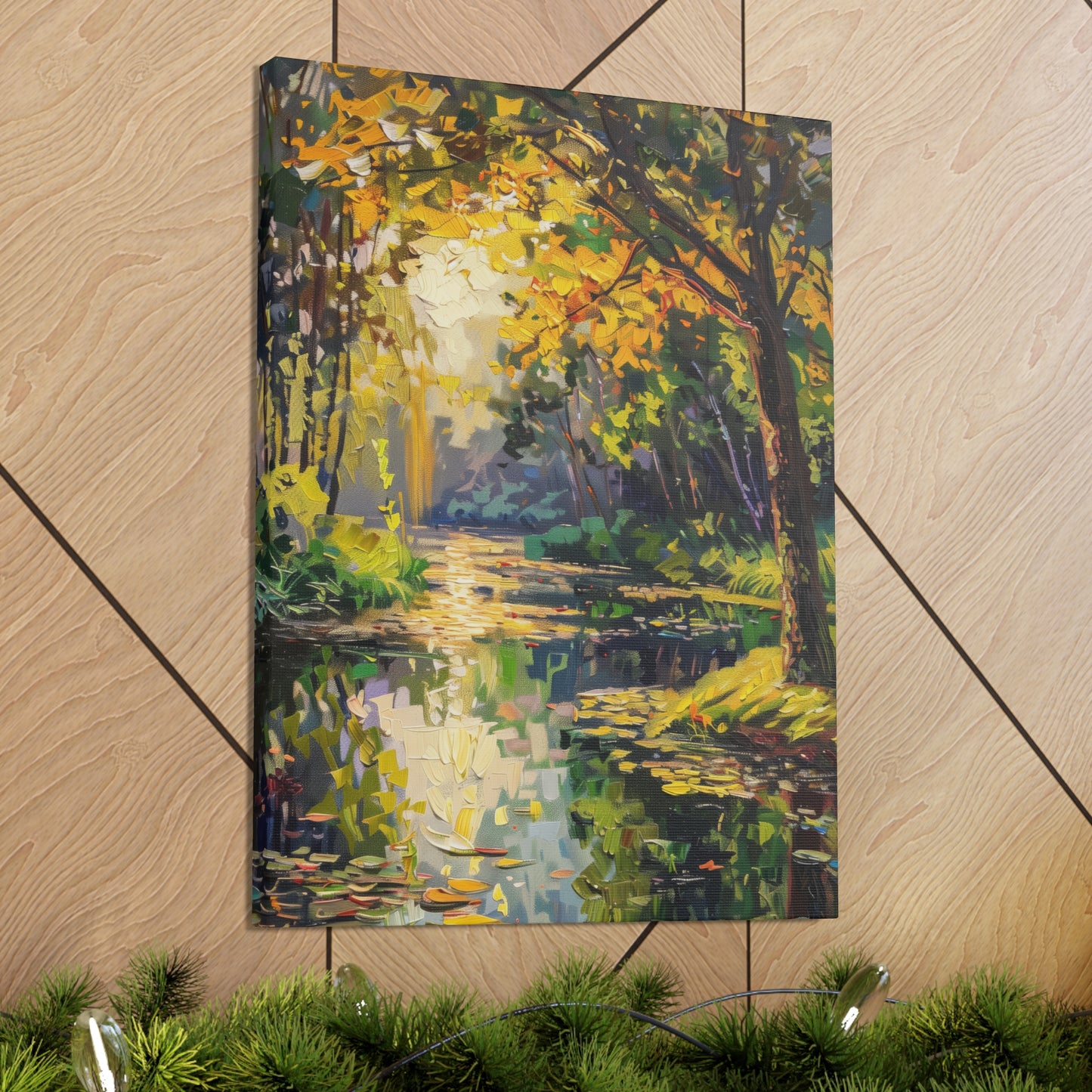 River in a Forest - Claude Monet Style Digital Print Canvas Gallery Wraps