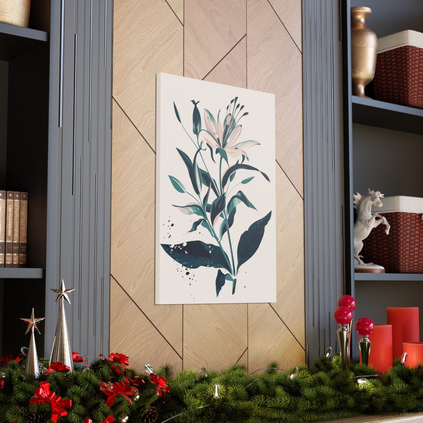 Lily Plant with Flowers - Illustration Canvas Gallery Wraps