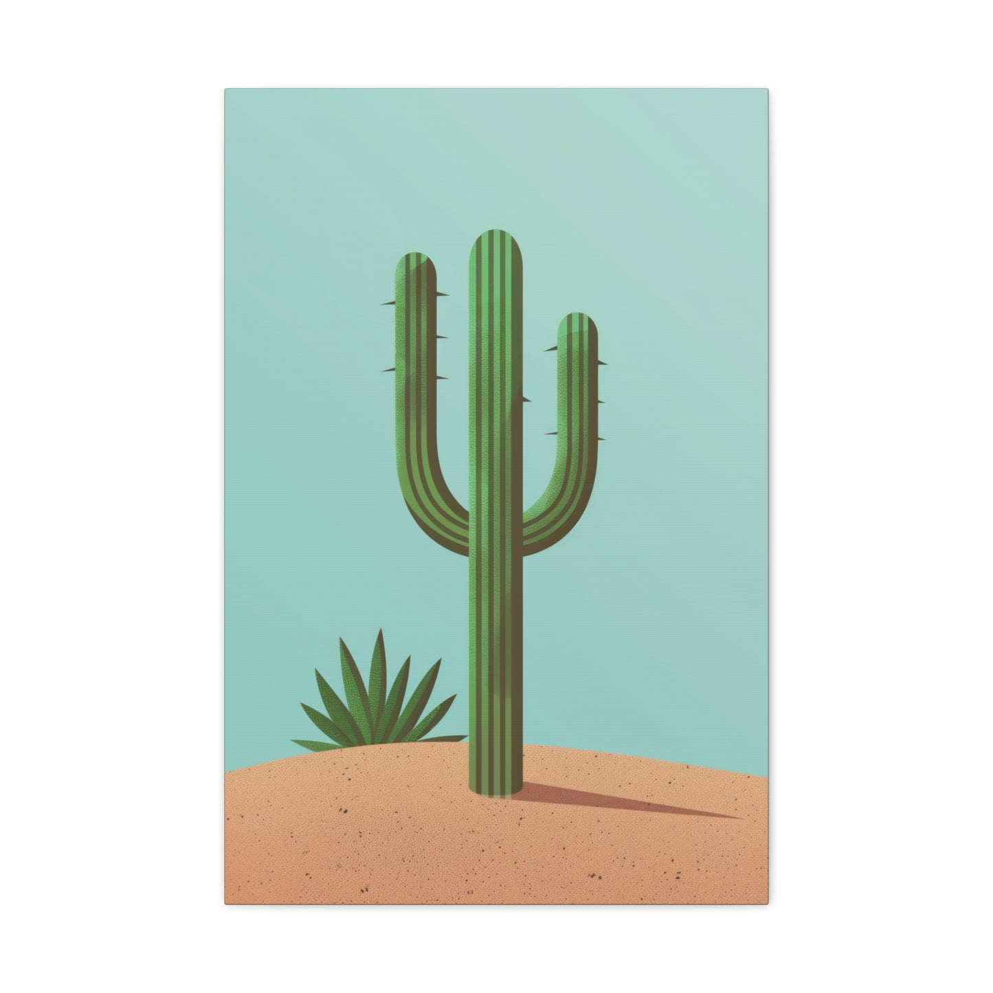 Saguaro Cactus in Desert - Illustration Canvas Gallery Wraps