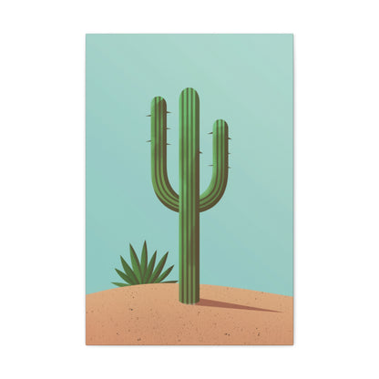 Saguaro Cactus in Desert - Illustration Canvas Gallery Wraps