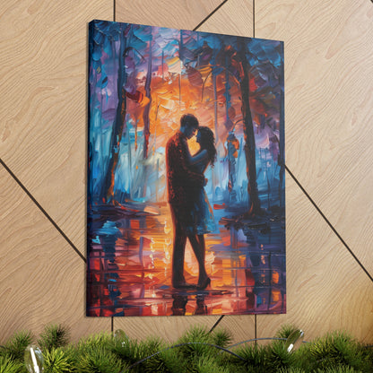 Couple - Leonid Afremov Style Digital Oil Painting Canvas Gallery Wraps