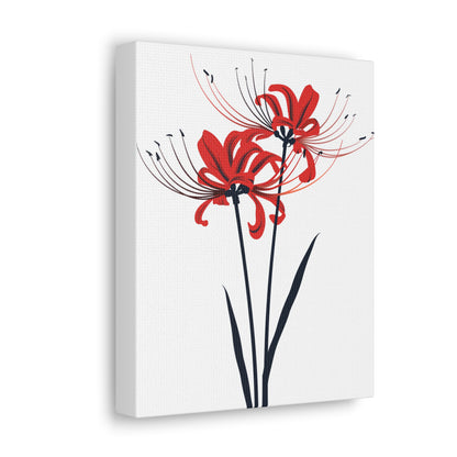 Red Spider Lily Flower Digital Illustration Canvas Gallery Wraps