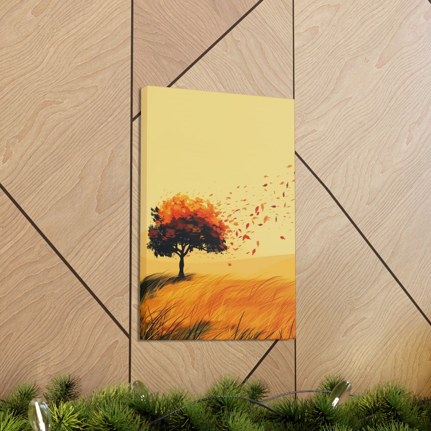 Tree in a Golden Sunset Digital Illustration Canvas Gallery Wraps