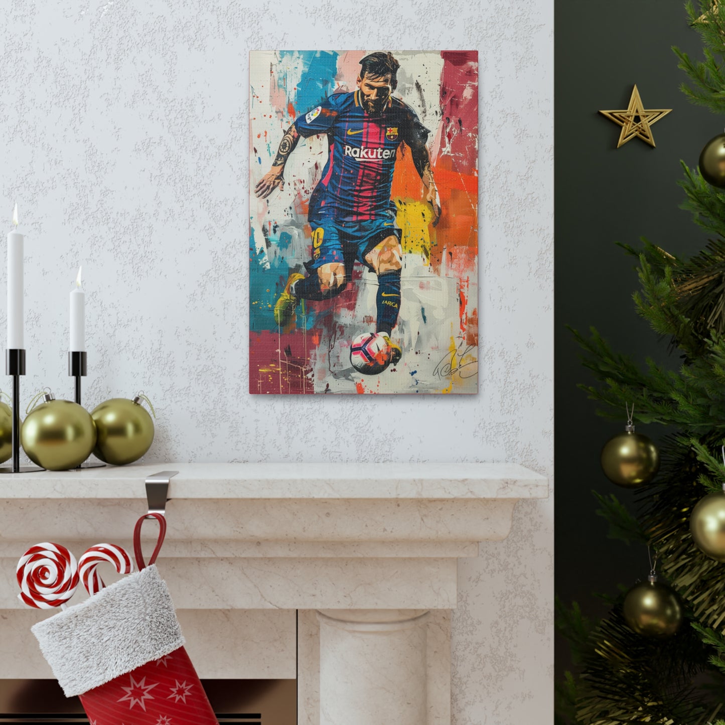 Lionel Messi - Abstract Digital Painting Canvas Gallery Wraps