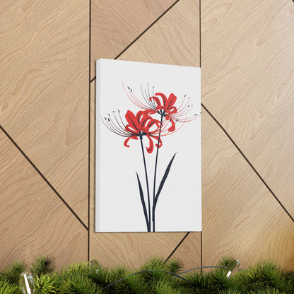 Red Spider Lily Flower Digital Illustration Canvas Gallery Wraps