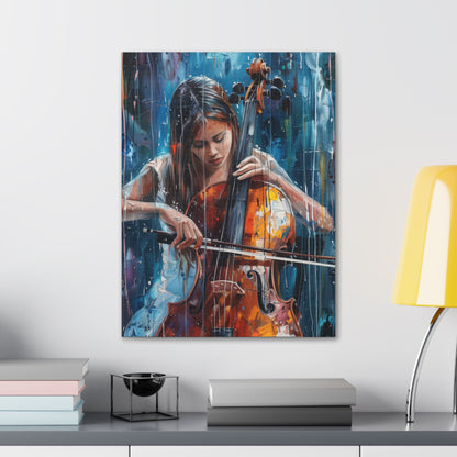 Girl Playing Guitar - Digital Oil Painting Canvas Gallery Wraps