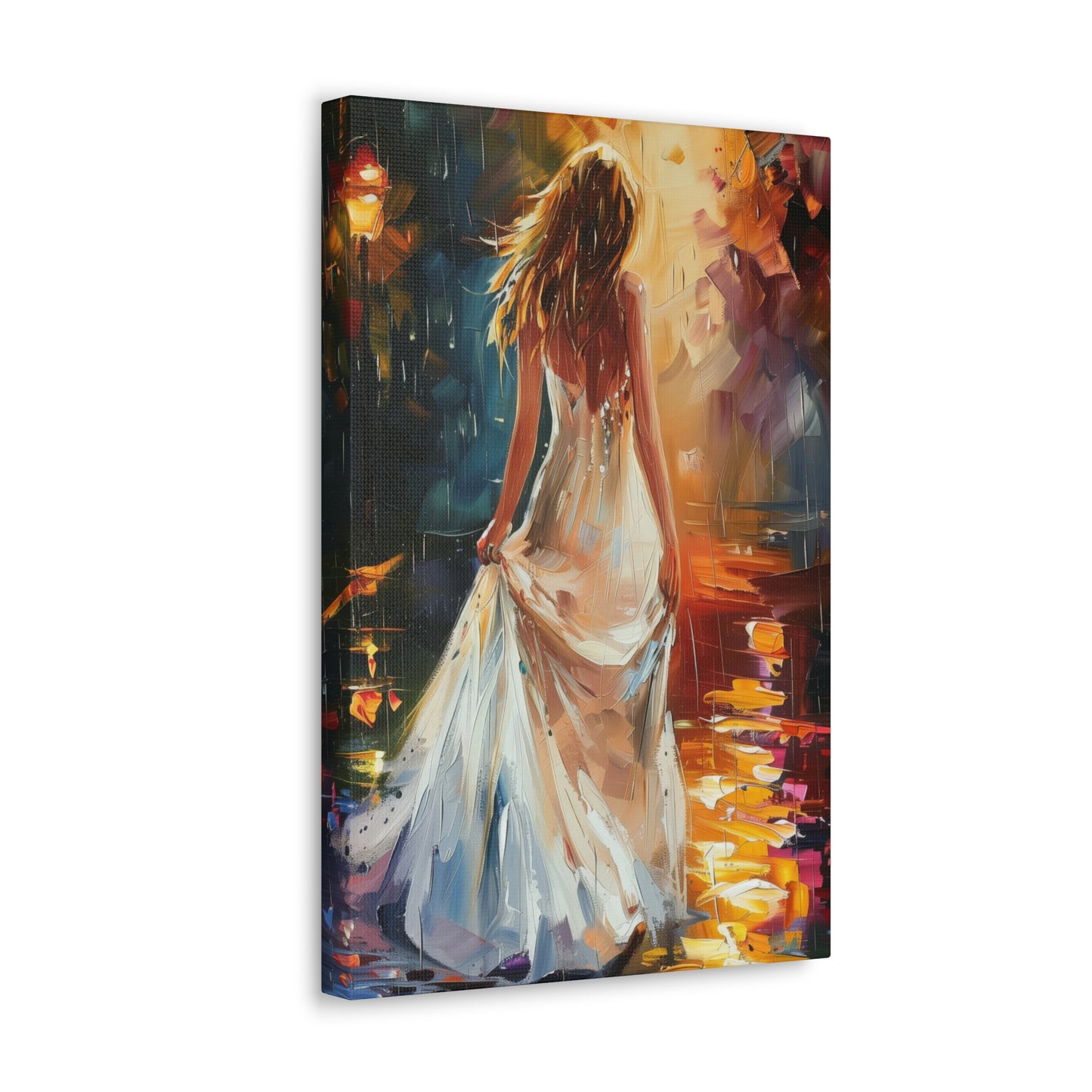 Beautiful Bride in Street - Leonid Afremov Style Digital Print Canvas Gallery Wraps