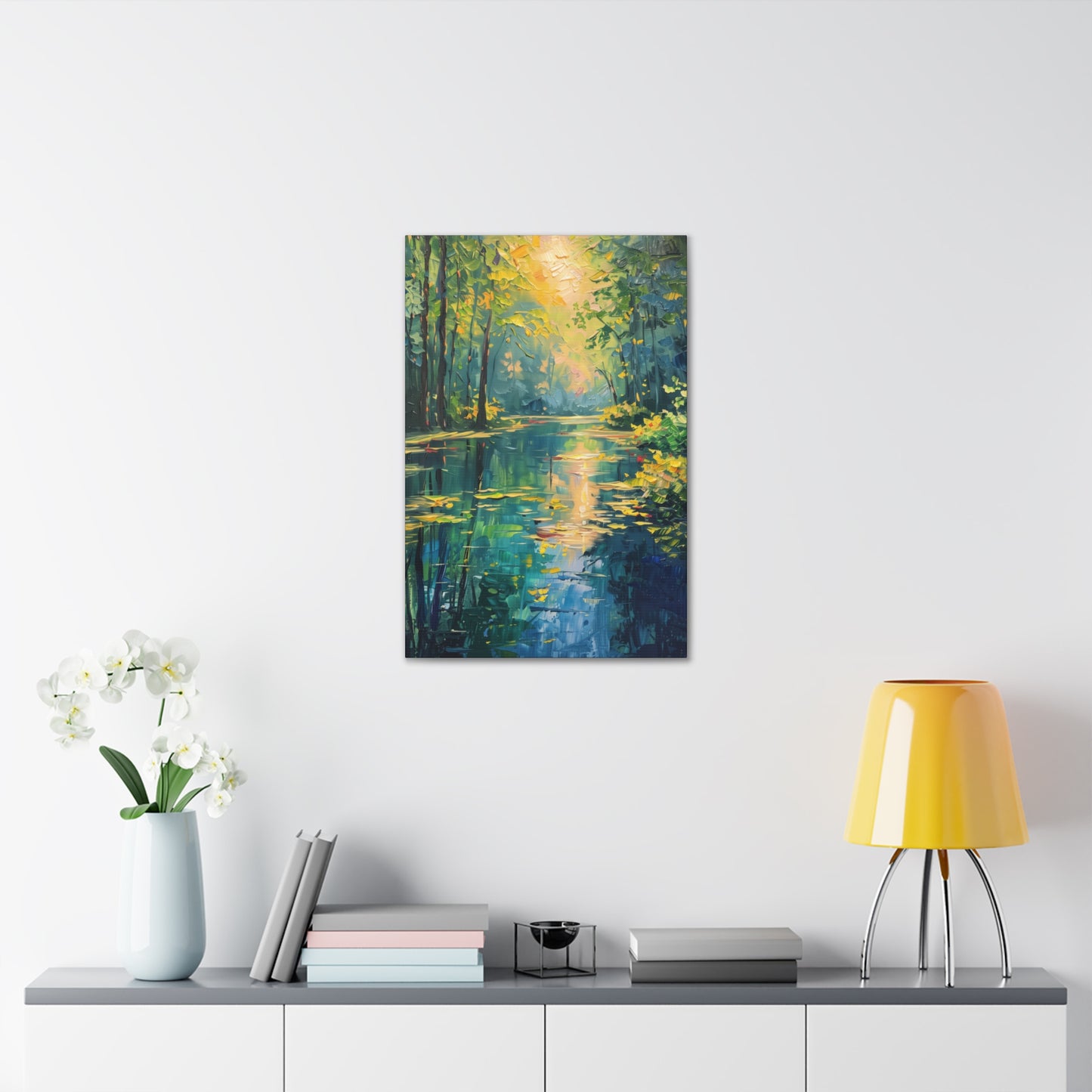 Lake in a Forest - Claude Monet Style Digital Print Canvas Gallery Wraps