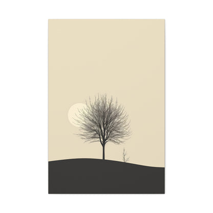 Lone Leafless Tree - Illustration Canvas Gallery Wraps