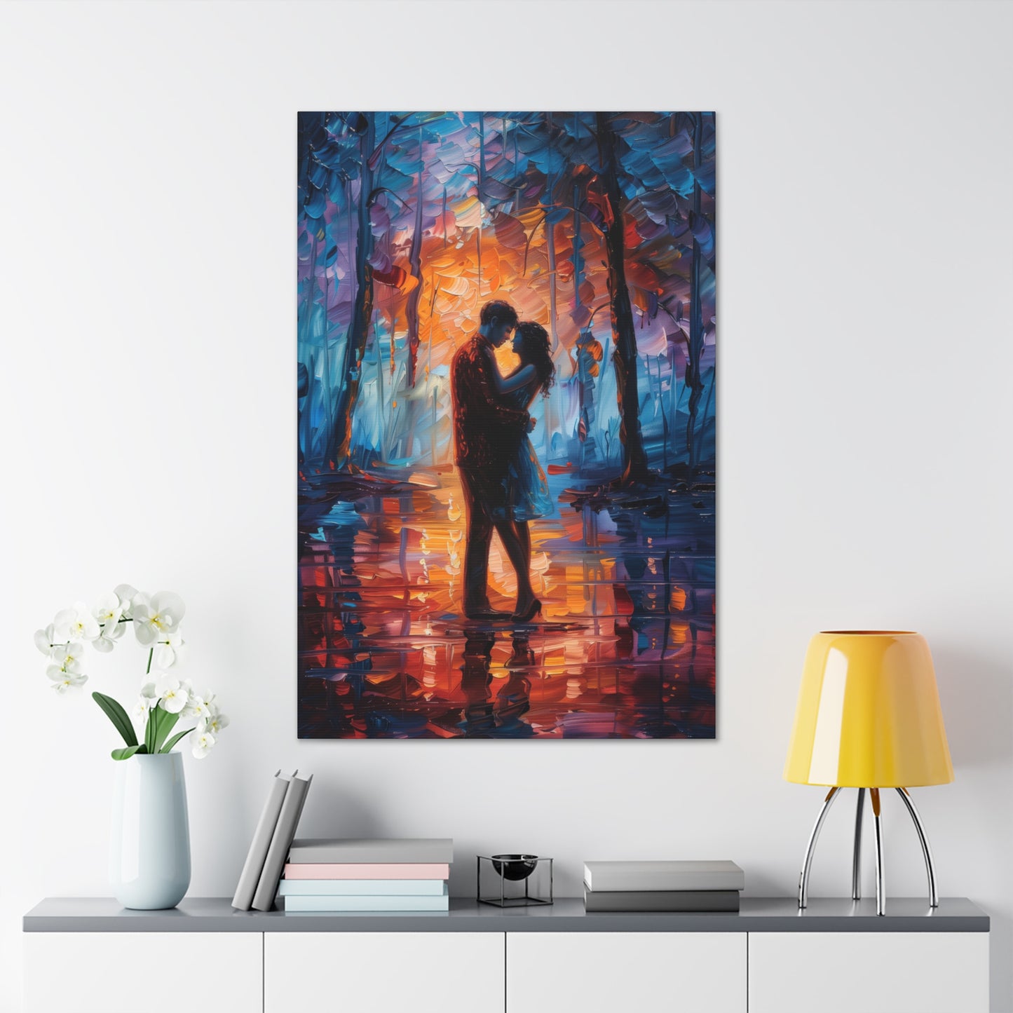 Couple - Leonid Afremov Style Digital Oil Painting Canvas Gallery Wraps