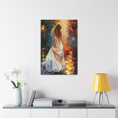 Beautiful Bride in Street - Leonid Afremov Style Digital Print Canvas Gallery Wraps