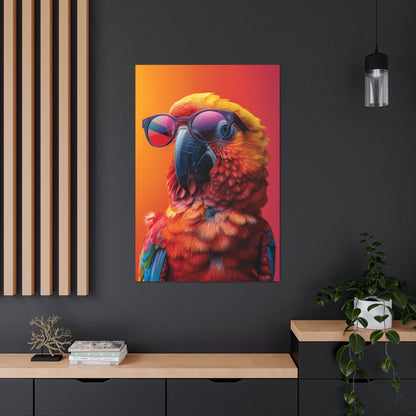 Parrot Wearing Sunglasses - Illustration Canvas Gallery Wraps