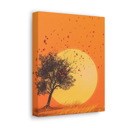 Tree in a Golden Sunset Digital Illustration Canvas Gallery Wraps